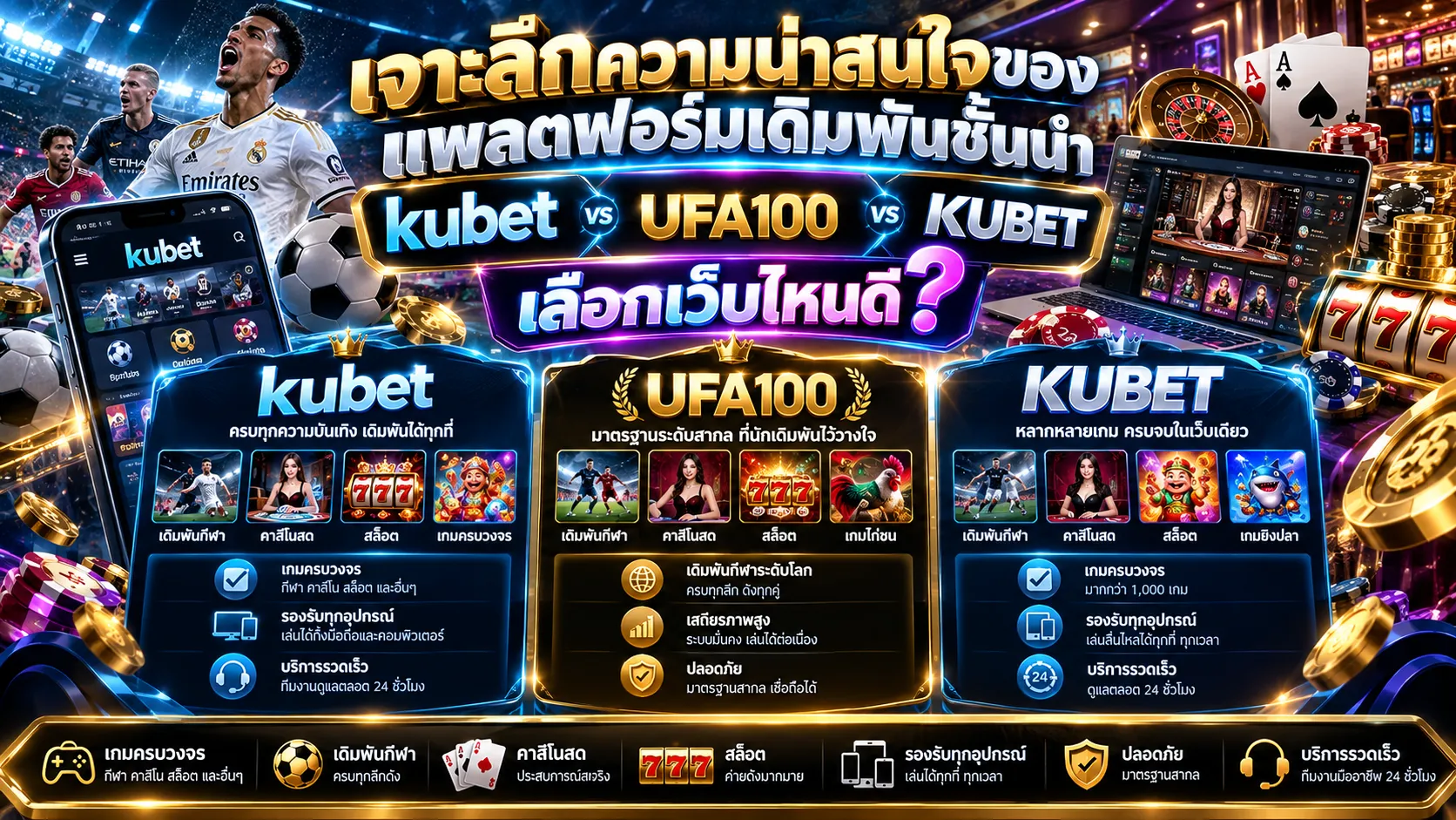 เจาะลึกความน่าสนใจของแพลตฟอร์มเดิมพันชั้นนำ kubet, UFA100 และ KUBET เลือกเว็บไหนดี?